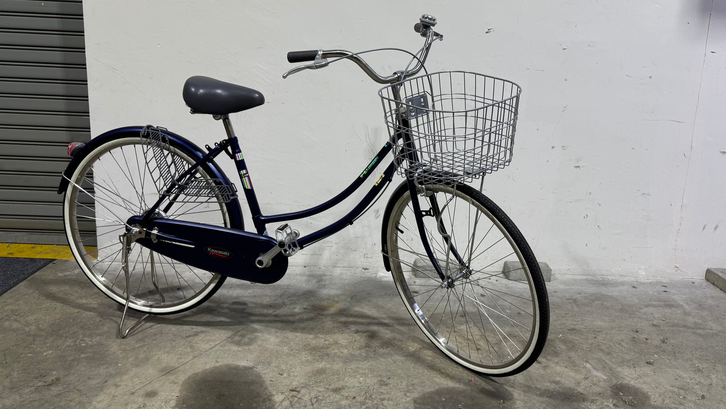 KAWASAKI 24 INCH SINGLE SPEED DARK BLUE + FREE BIKE LOCK