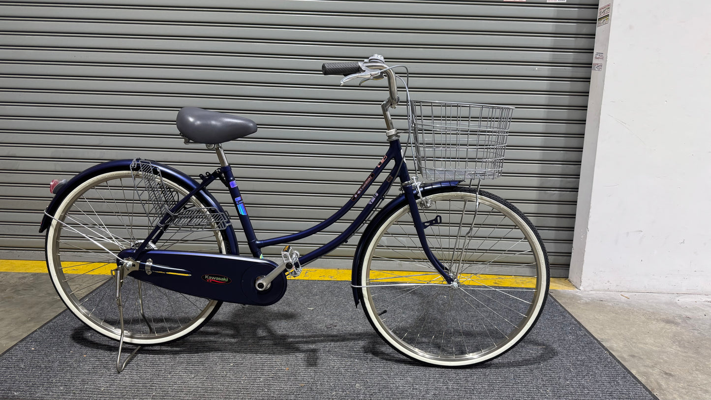 KAWASAKI 24 INCH SINGLE SPEED DARK BLUE + FREE BIKE LOCK